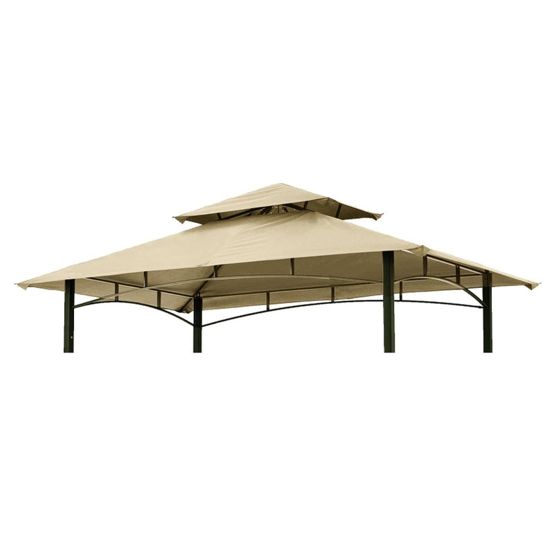 Hugline Grill Gazebo Replacement Canopy Roof - Hugline 5x8 Outdoor Grill Shelter Canopy Top Double Tiered BBQ Tent Cover Fit for Model L-GG001PST-F (Beige) - Image 1